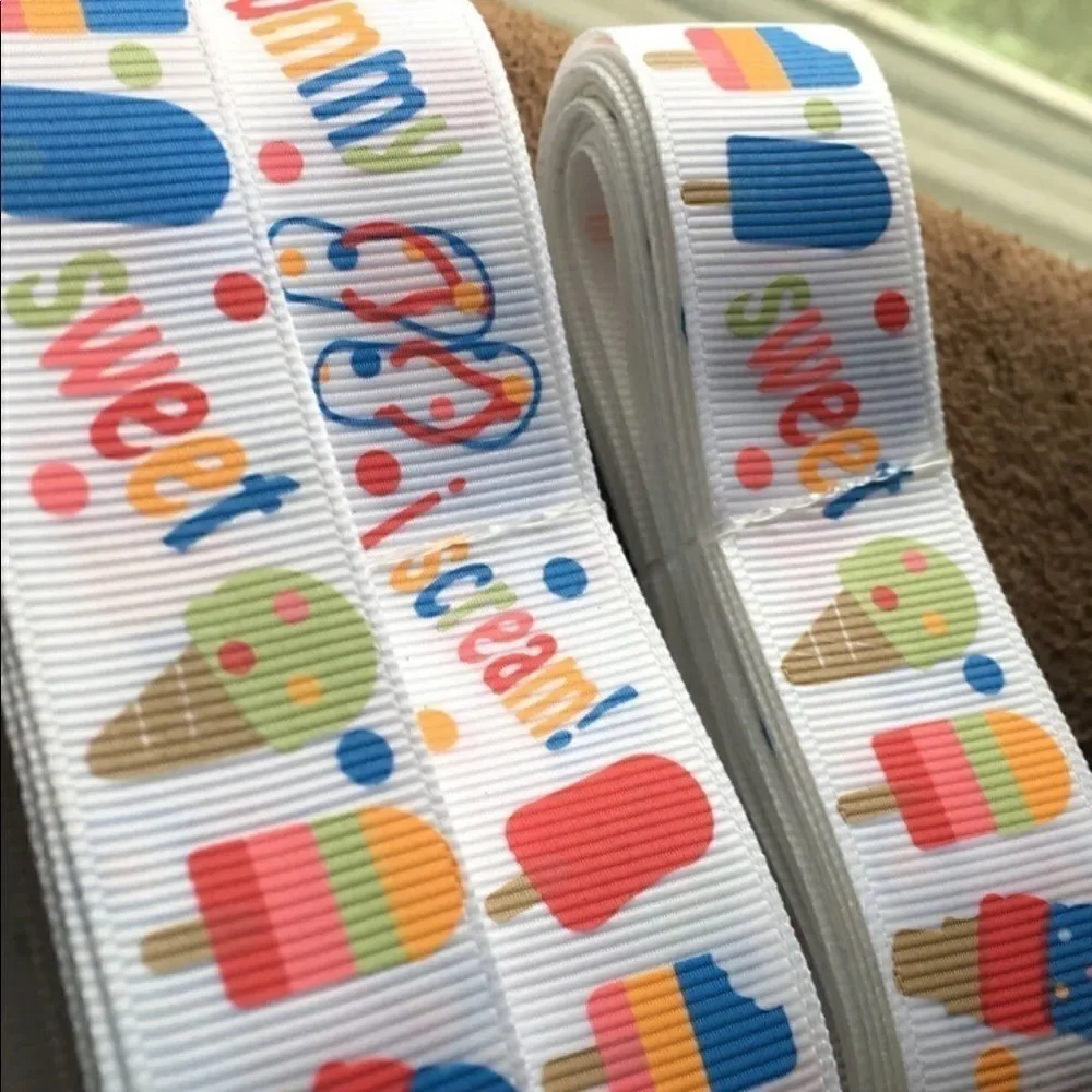 Grosgrain Ribbon 7/8” 5 yards 5/$20 ice cream yummy sweet treats summer NEW